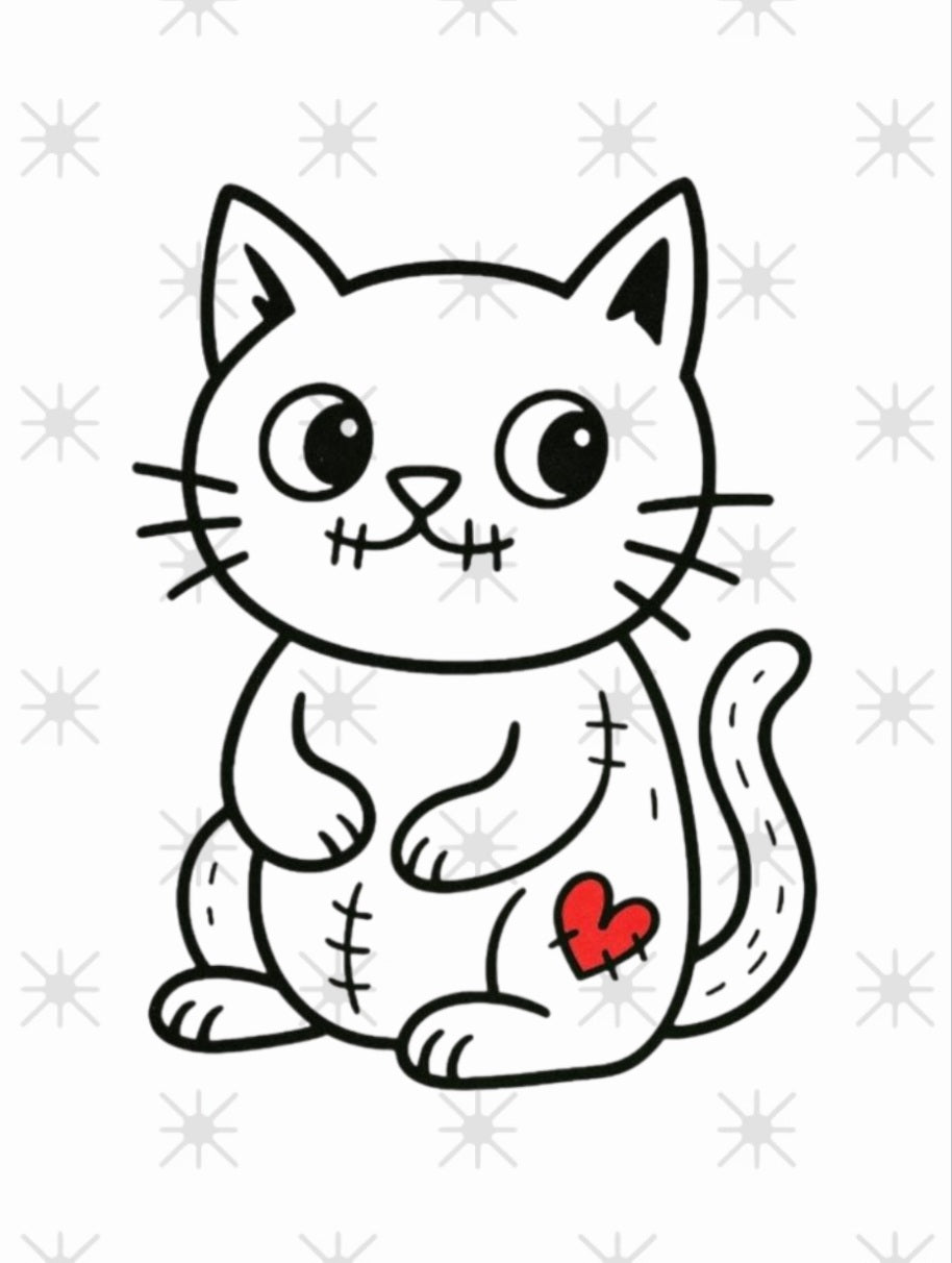 Handmade felt zombie cat toy