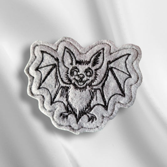 Handmade grey felt cat toy bat