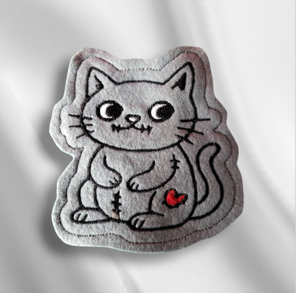 Handmade felt zombie cat toy