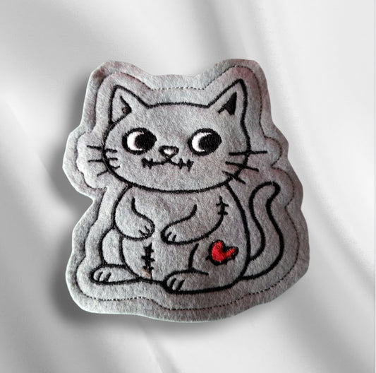 Handmade felt zombie cat toy